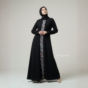 SHABIYAN-631 Abaya Dress Wanita Anti UV dengan Aksen Bordir Elegant