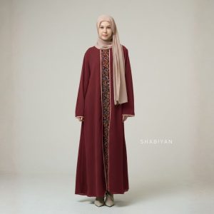SHABIYAN-631 Abaya Dress Wanita Anti UV dengan Aksen Bordir Elegant