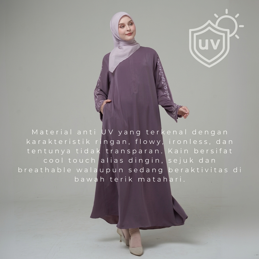 SHABIYAN Gamis Abaya Wanita Anti UV Bordir Mewah Estetik | 632