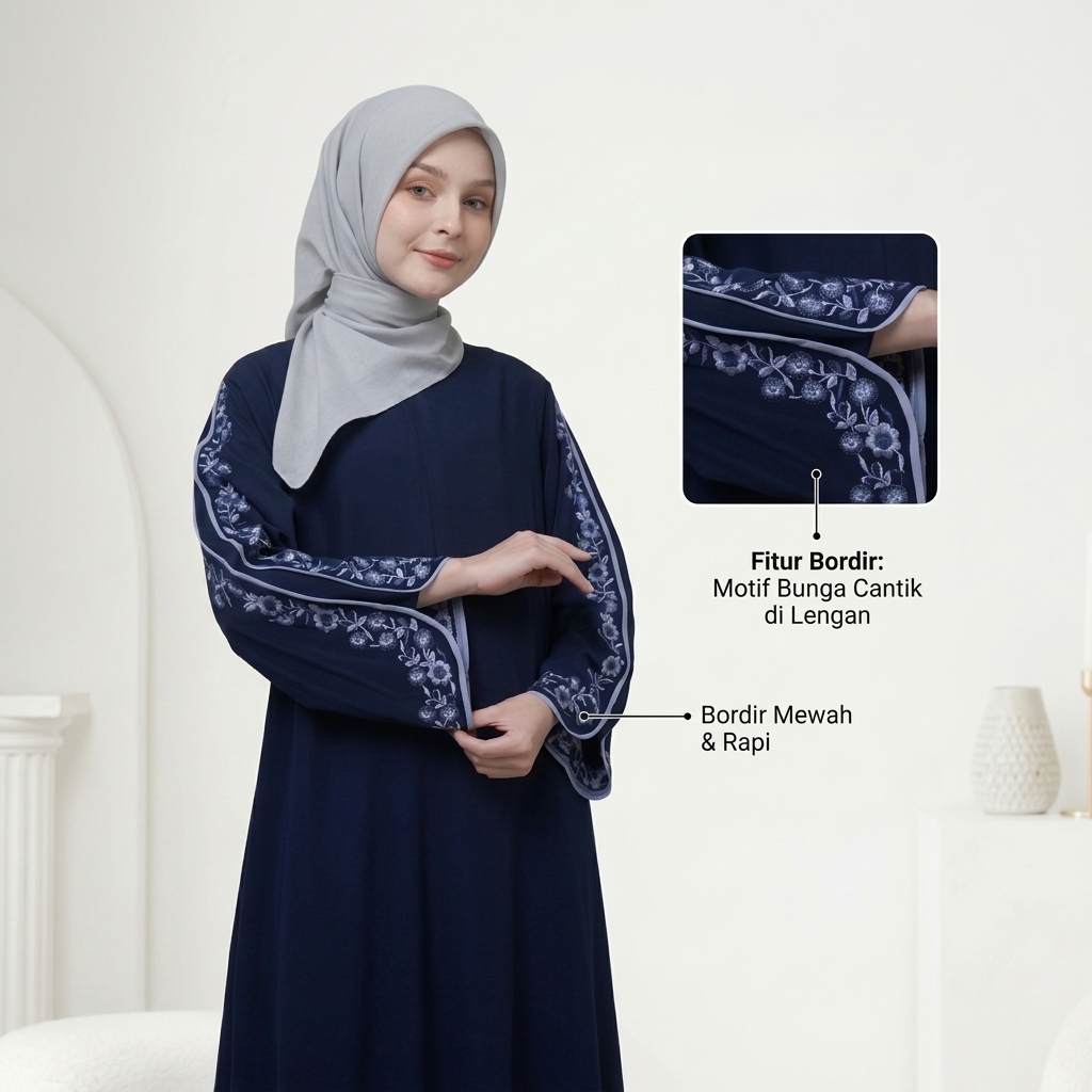 SHABIYAN Gamis Abaya Wanita Anti UV Bordir Mewah Estetik | 632