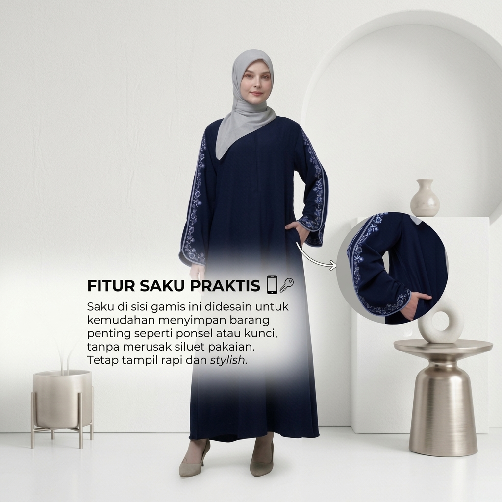 SHABIYAN Gamis Abaya Wanita Anti UV Bordir Mewah Estetik | 632