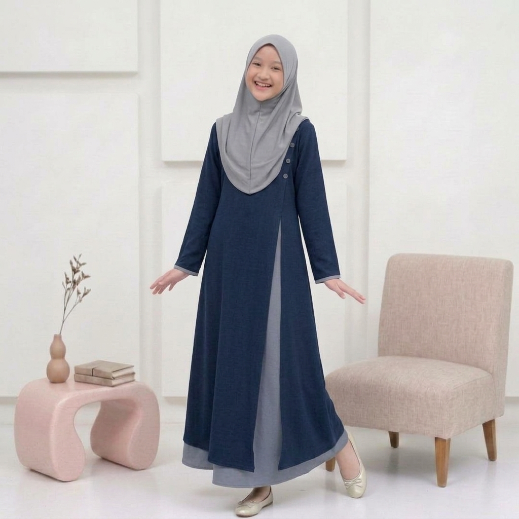 SHABIYAN-640 Gamis Muslim Anak Perempuan Tanggung umur 11-16 Tahun