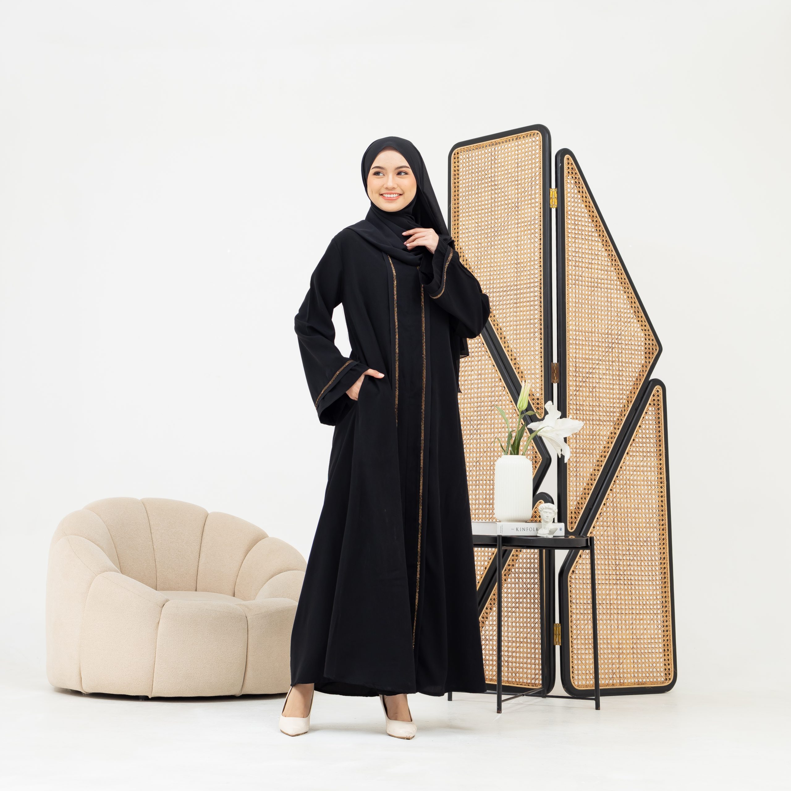 SHABIYAN 616 Gamis Abaya Hitam Elegan | Jetblack Arab Style Busui Friendly