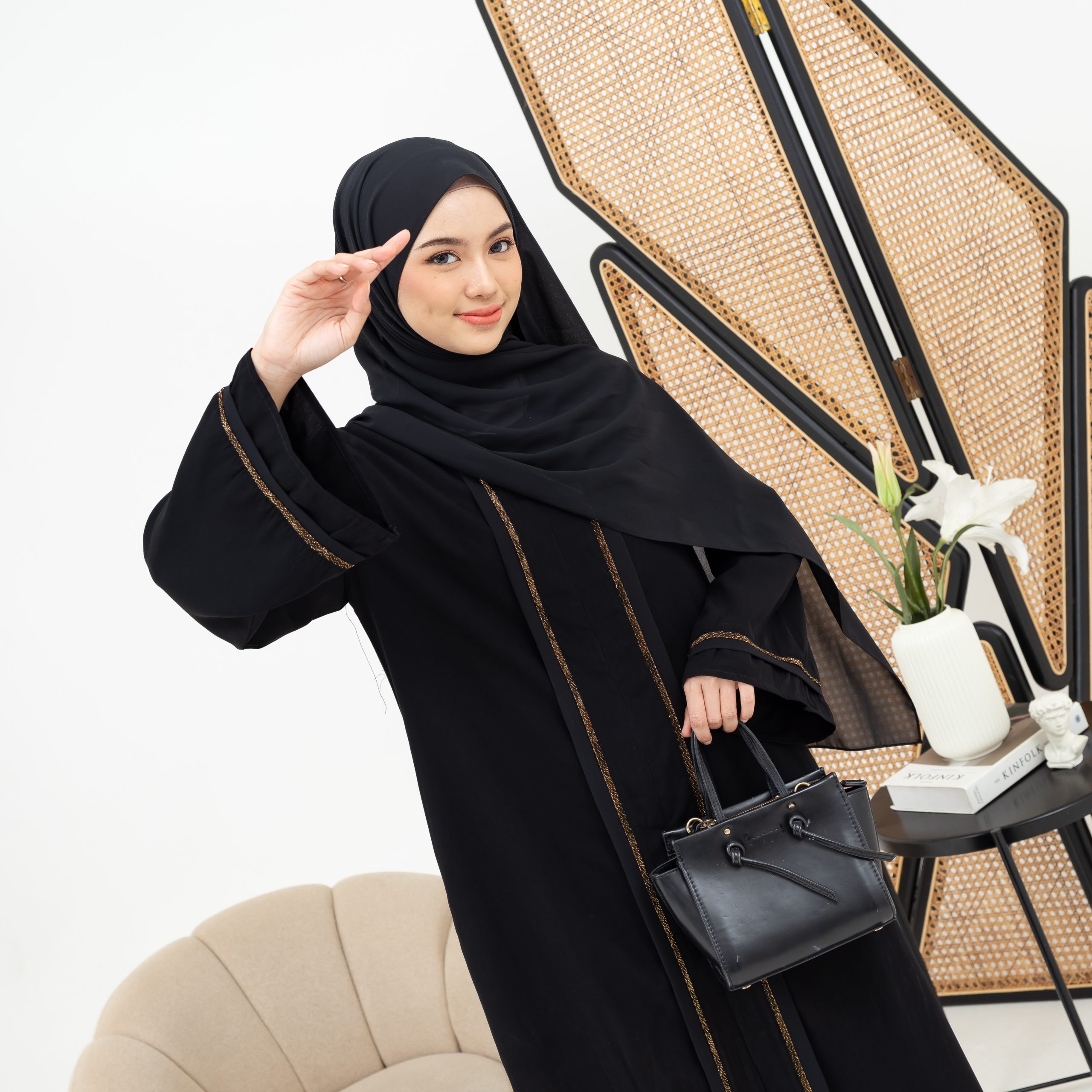 SHABIYAN 616 Gamis Abaya Hitam Elegan | Jetblack Arab Style Busui Friendly