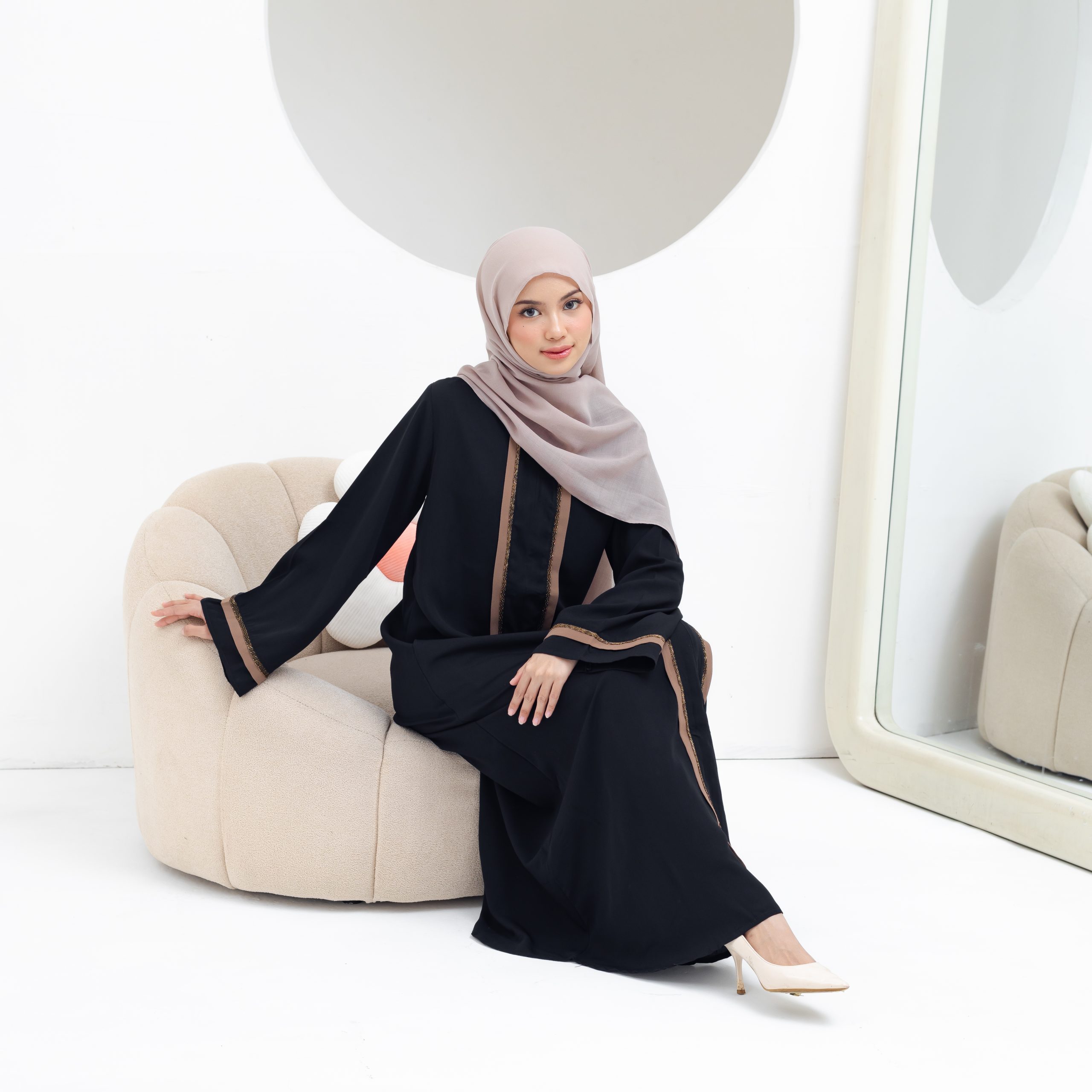 SHABIYAN 616 Gamis Abaya Hitam Elegan | Jetblack Arab Style Busui Friendly