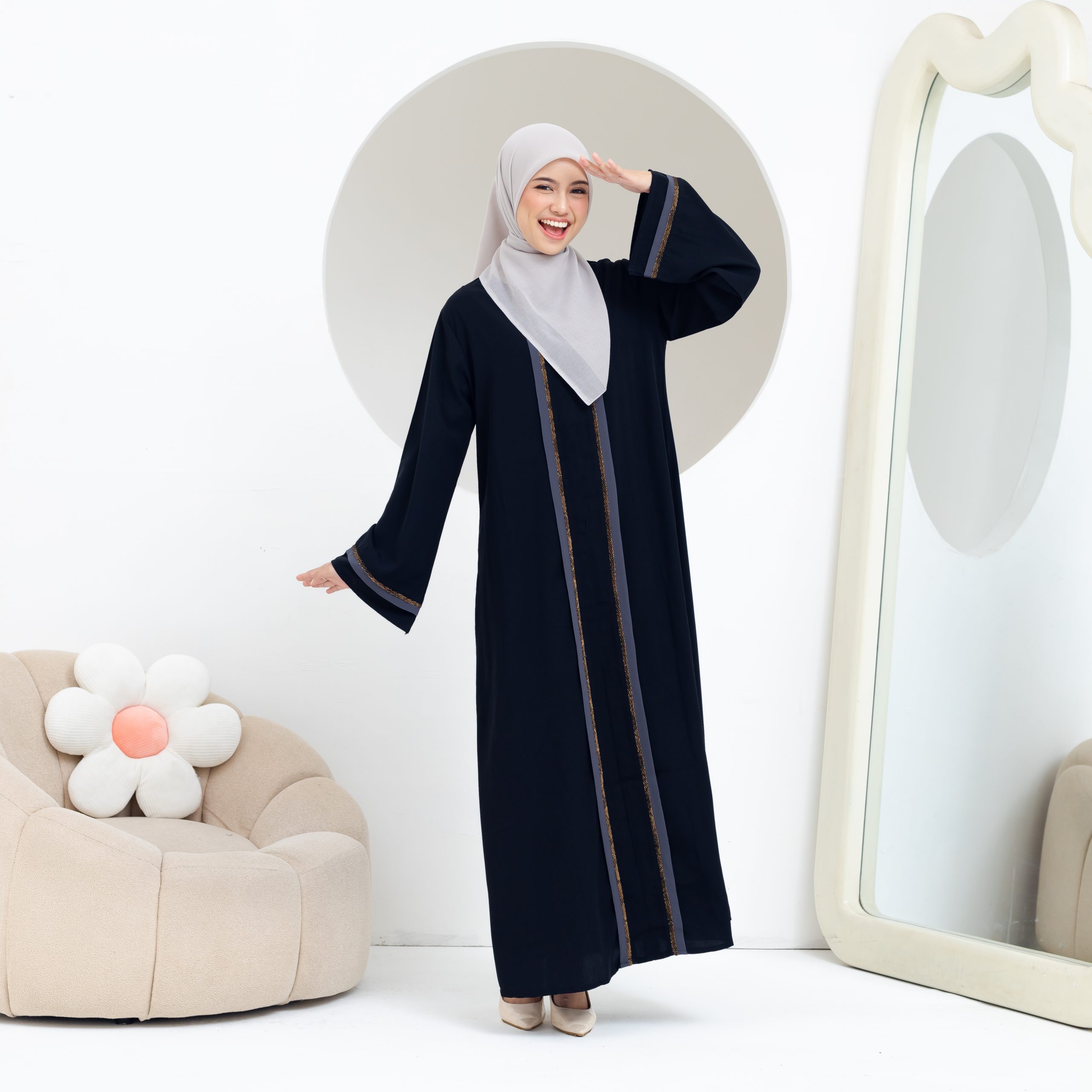 SHABIYAN 616 Gamis Abaya Hitam Elegan | Jetblack Arab Style Busui Friendly
