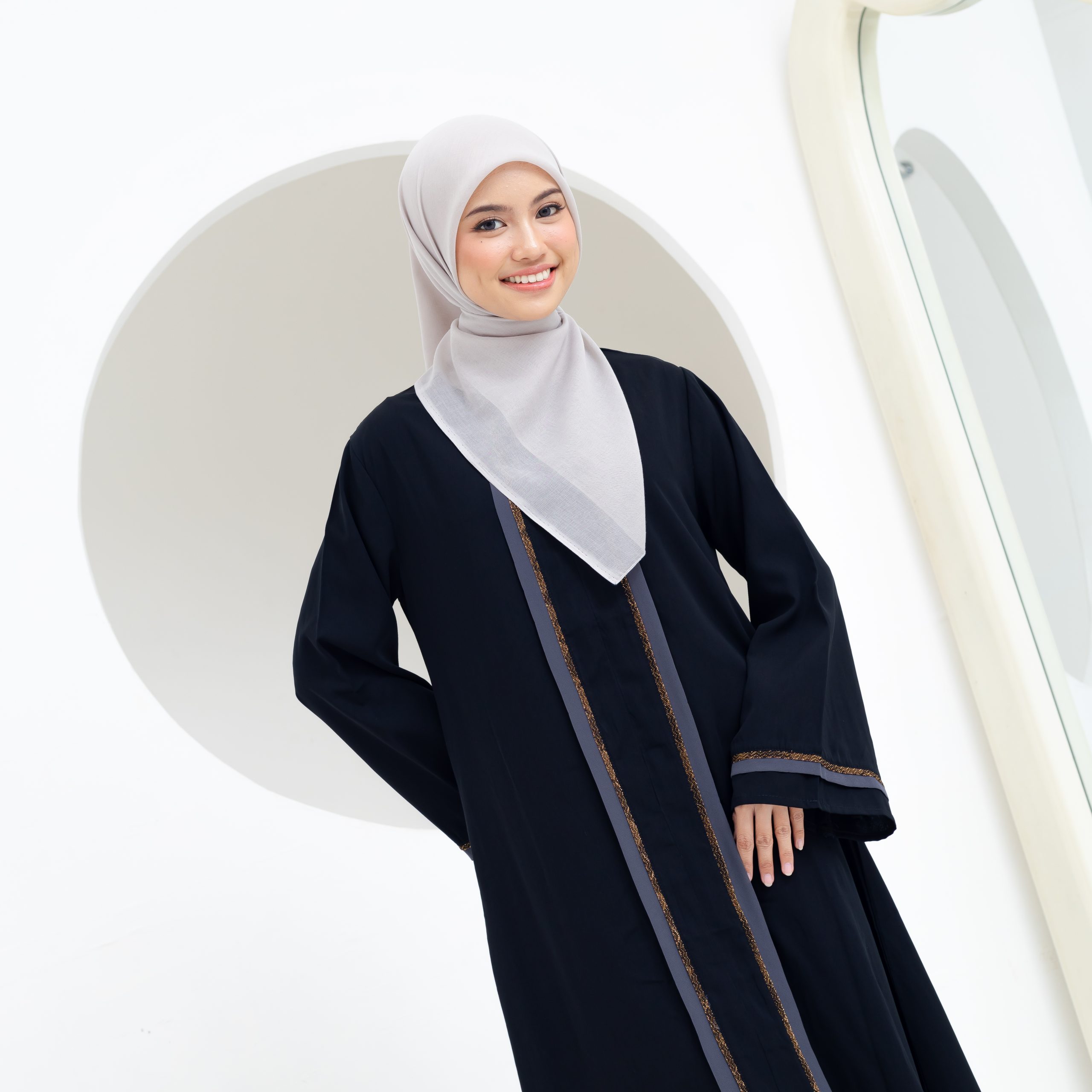 SHABIYAN 616 Gamis Abaya Hitam Elegan | Jetblack Arab Style Busui Friendly