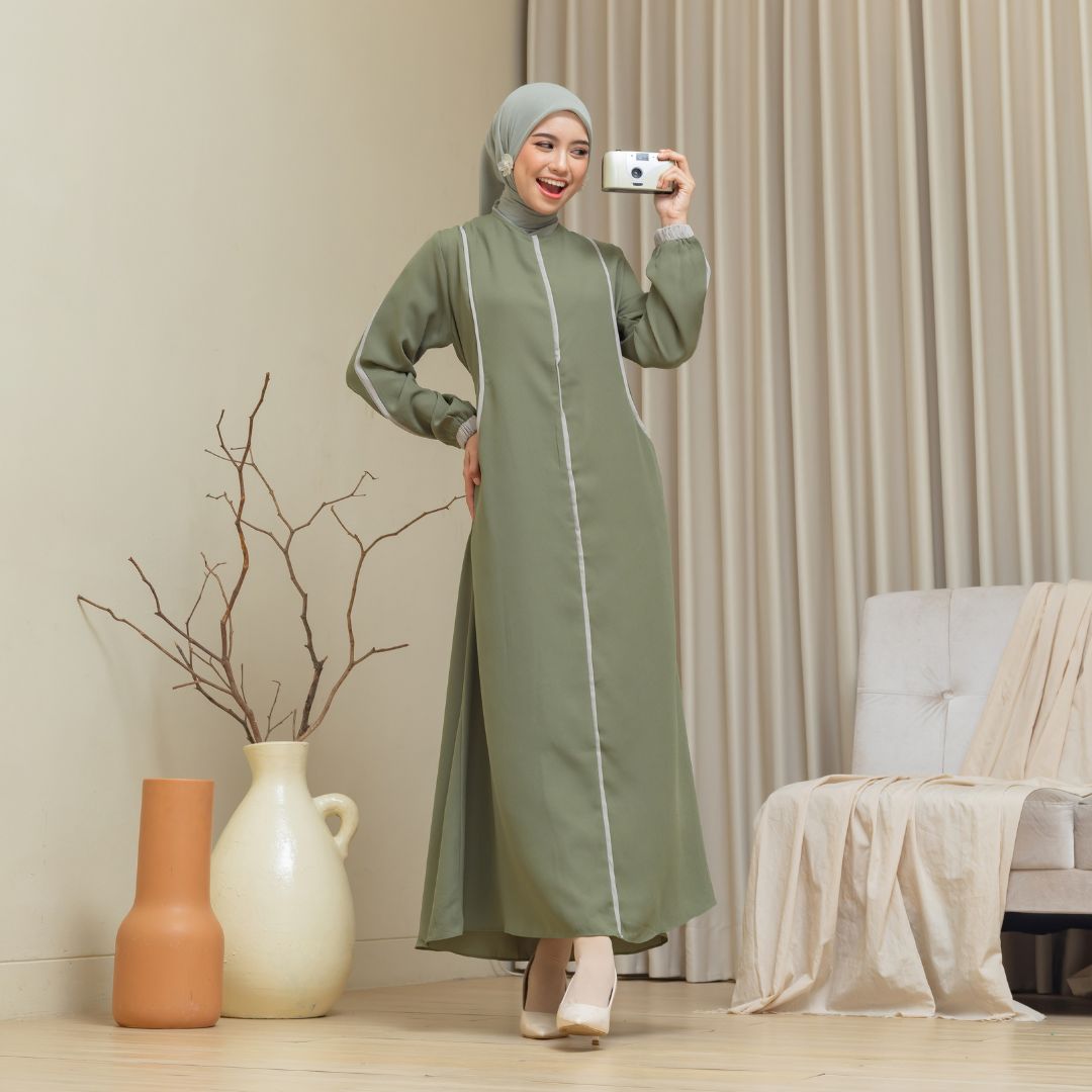 SHABIYAN-366 Gamis Remaja Polos | Dress Wanita Muslimah Wollycrepe