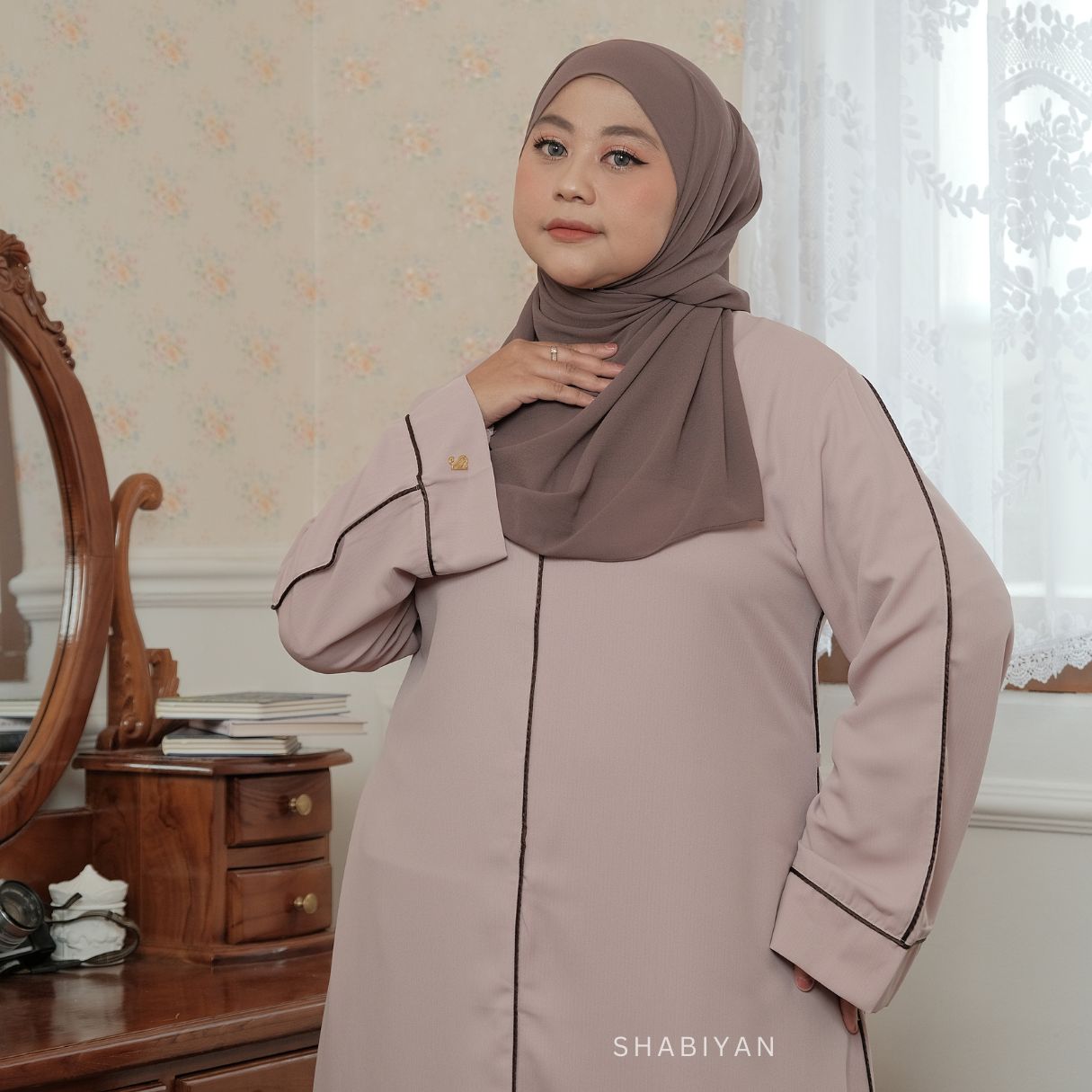 SHABIYAN 596 Gamis Dress Muslim Busui Friendly Polos