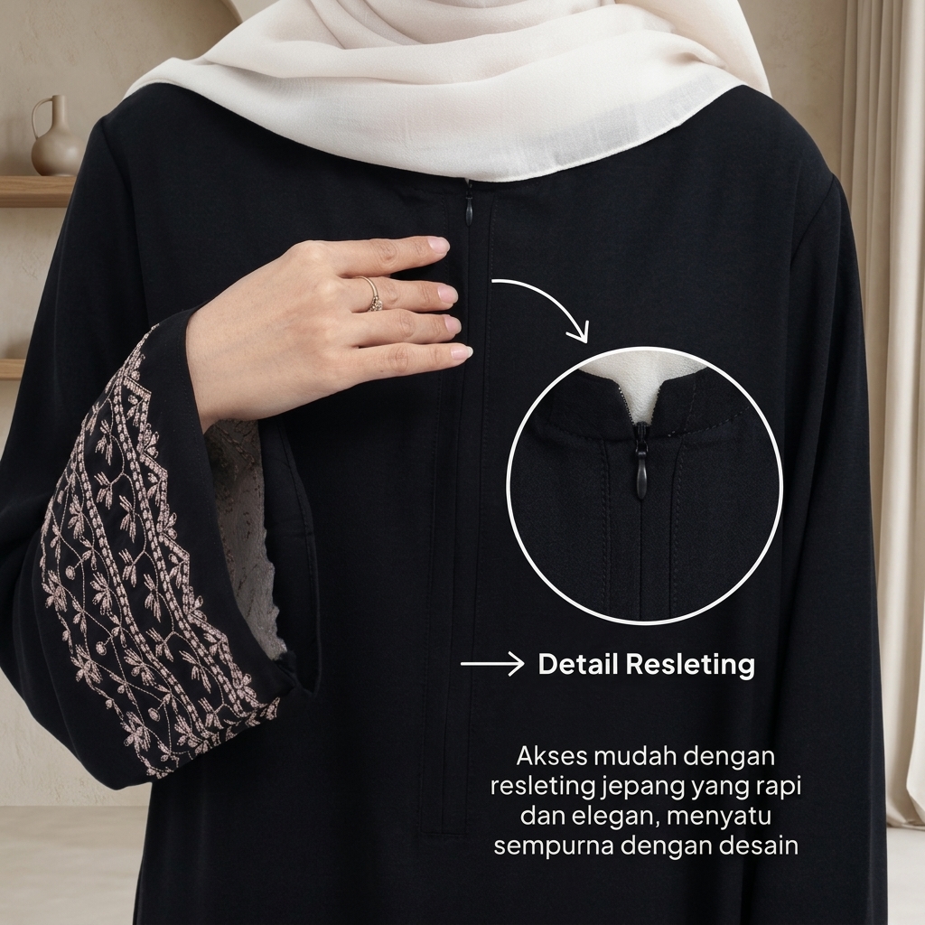 SHABIYAN 620 Abaya Hitam Bordir Turkey Busui Friendly