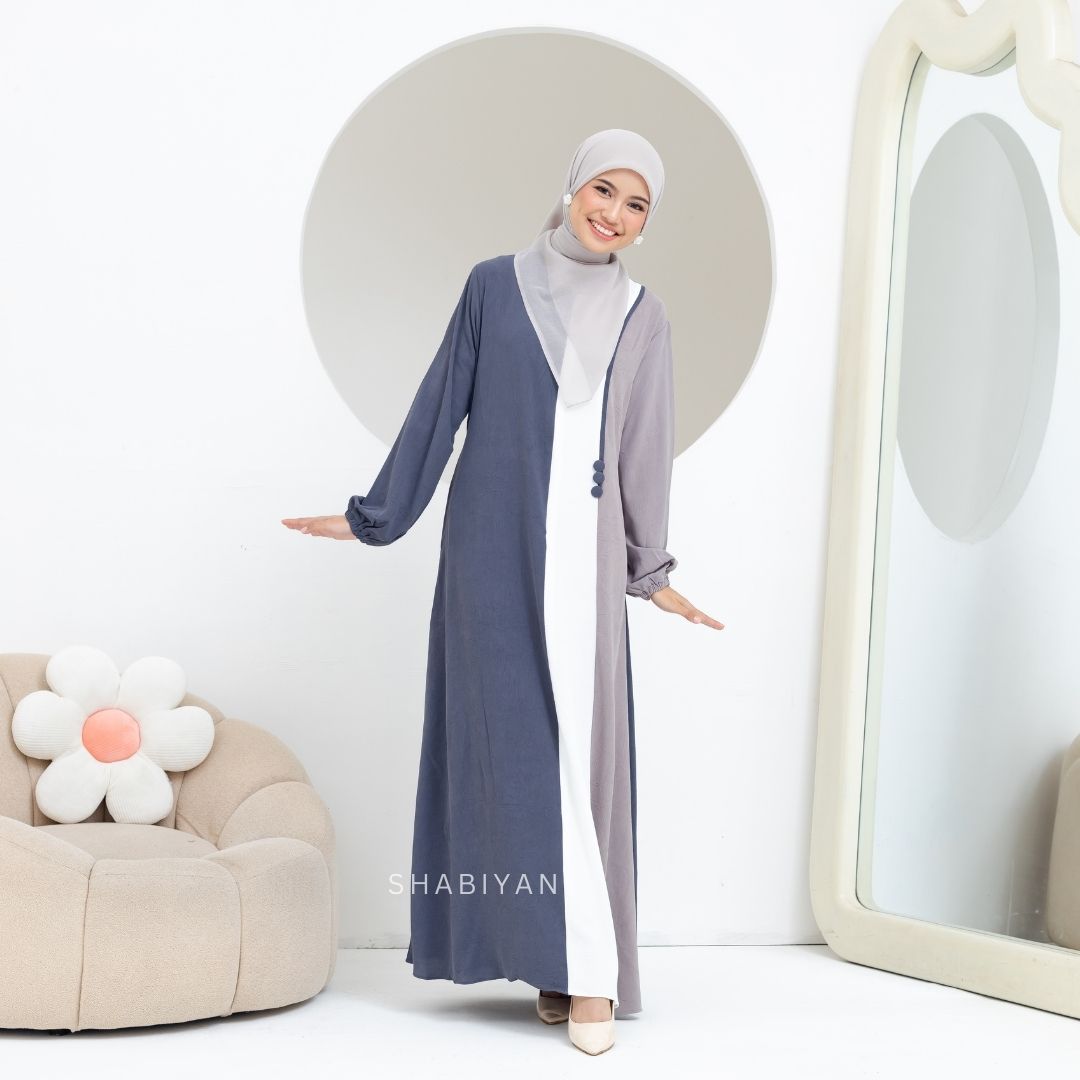 Shabiyan 618 Gamis Kombinasi Warna | Remaja & Dewasa | Simple Elegan