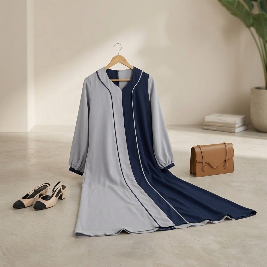 SHABIYAN Gamis Wanita Remaja Santri Kombinasi Warna XS - Jumbo | 395