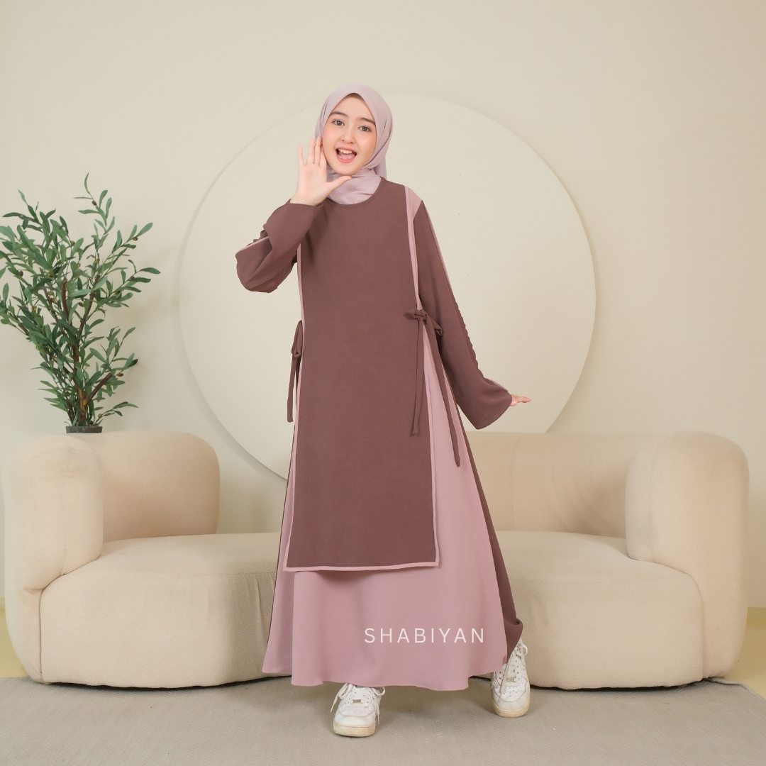 SHABIYAN 440 Gamis Remaja Abaya Kombinasi Simple Crinkle CEY | Hana