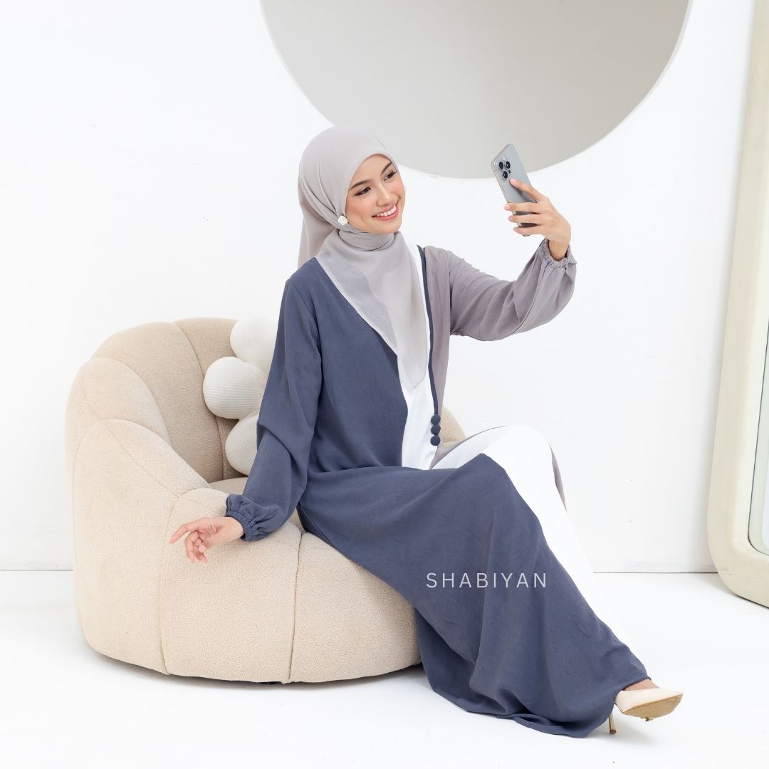 Shabiyan 618 Gamis Kombinasi Warna | Remaja & Dewasa | Simple Elegan