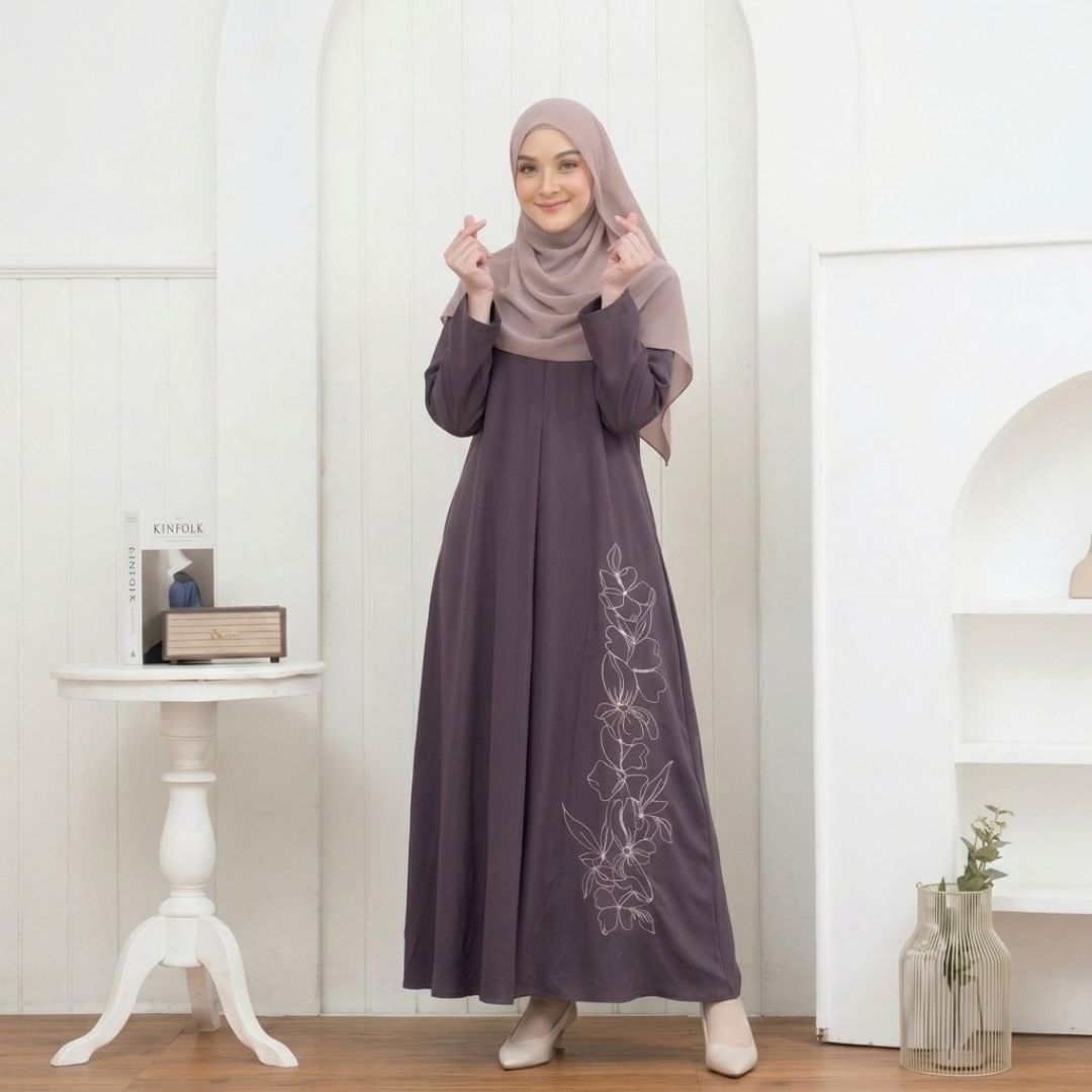 SHABIYAN-658 Gamis Wanita Bordir Simpel Anti-UV