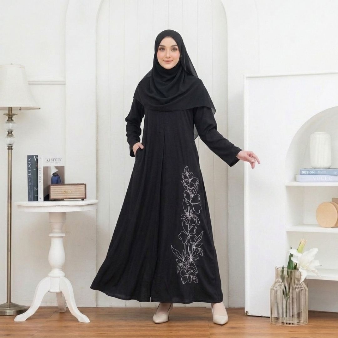 SHABIYAN-658 Gamis Wanita Bordir Simpel Anti-UV
