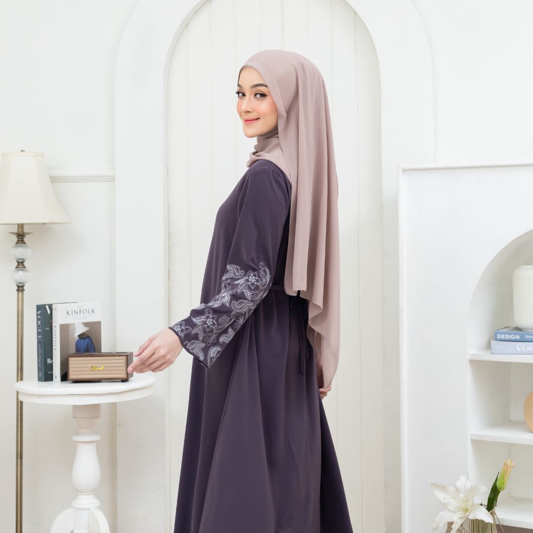SHABIYAN-657 Gamis Wanita Bordir Lengan Simpel Elegan