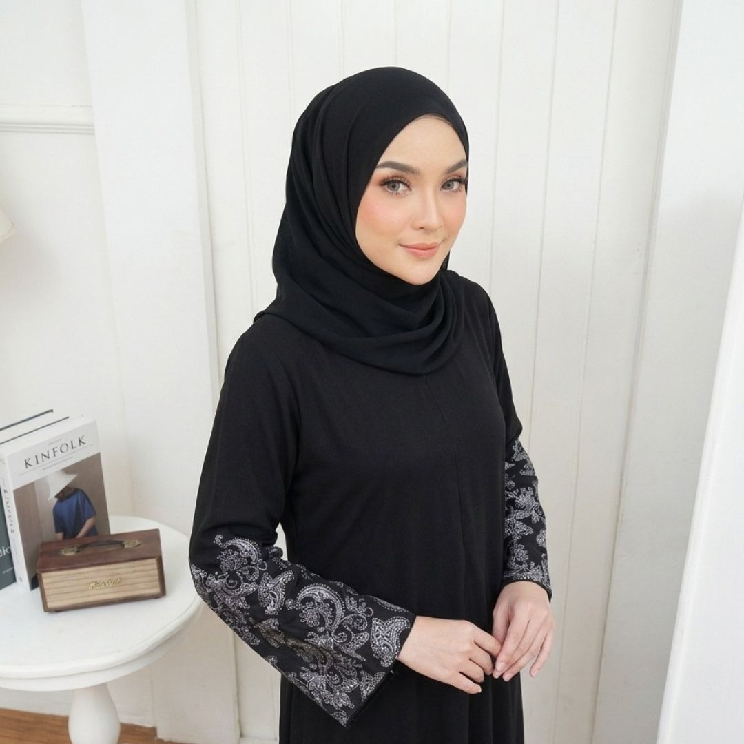 SHABIYAN-657 Gamis Wanita Bordir Lengan Simpel Elegan