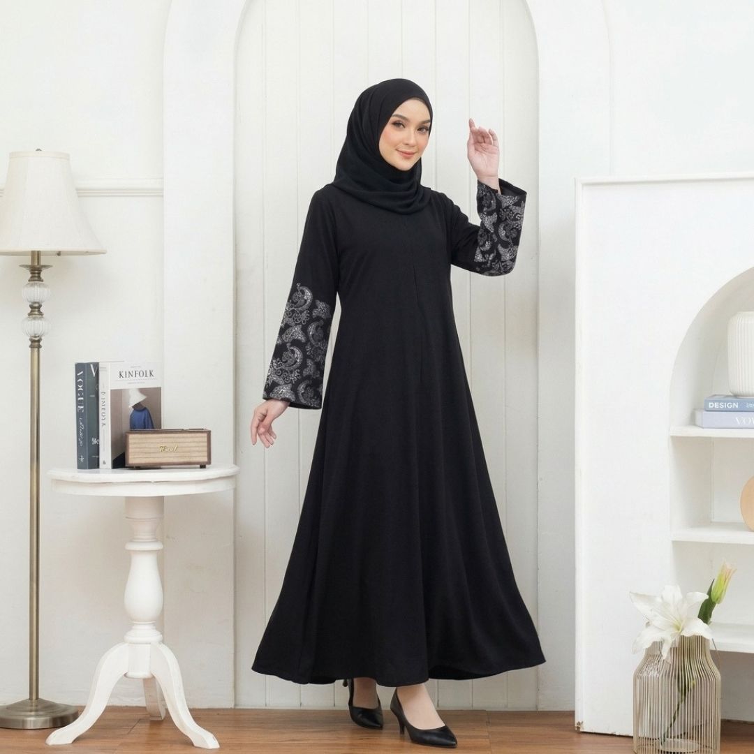 SHABIYAN-657 Gamis Wanita Bordir Lengan Simpel Elegan