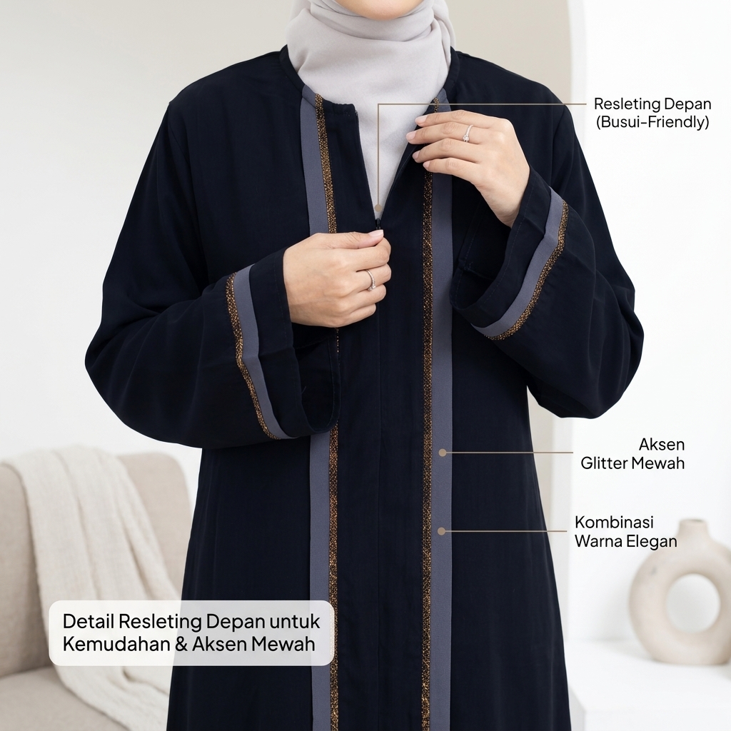 SHABIYAN 616 Gamis Abaya Hitam Elegan | Jetblack Arab Style Busui Friendly
