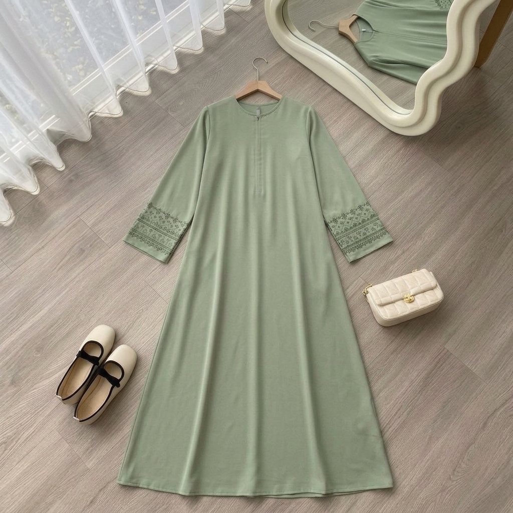 SHABIYAN 620 Abaya Hitam Bordir Turkey Busui Friendly