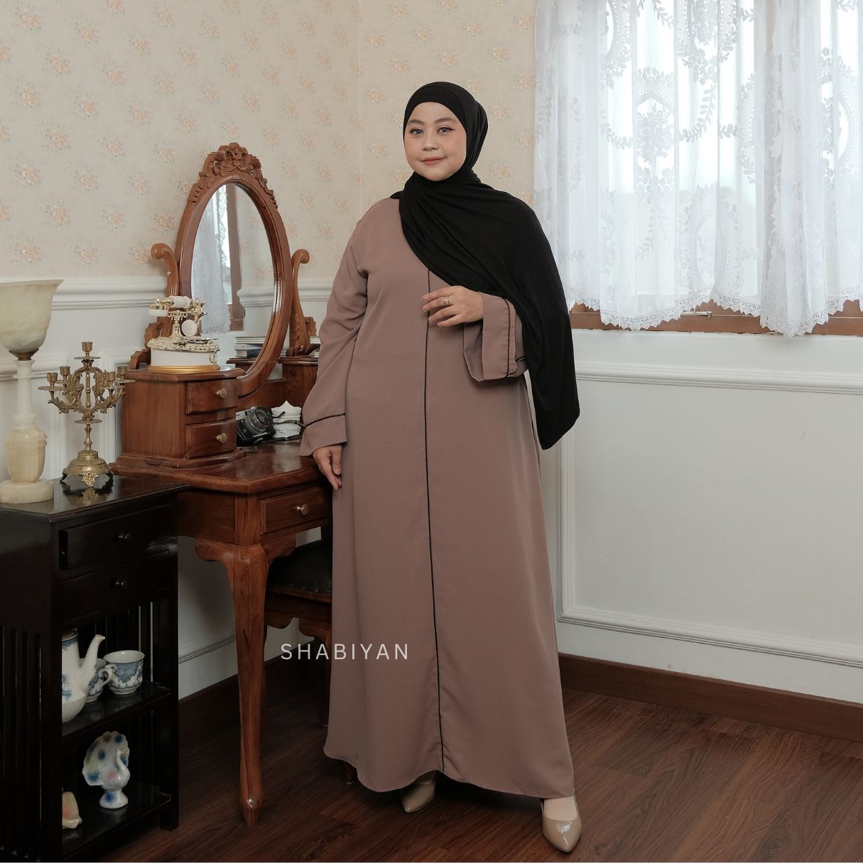 SHABIYAN 596 Gamis Dress Muslim Busui Friendly Polos