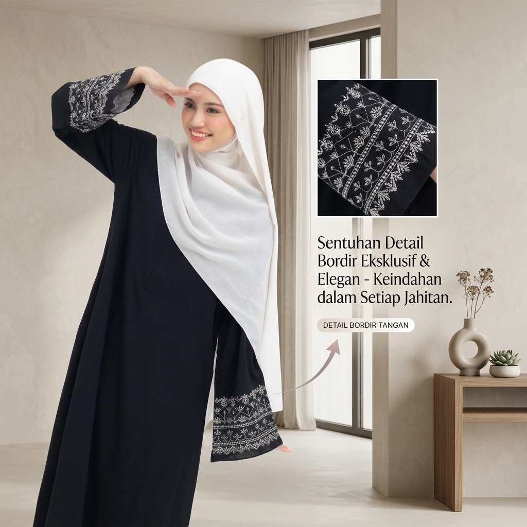 SHABIYAN 620 Abaya Hitam Bordir Turkey Busui Friendly