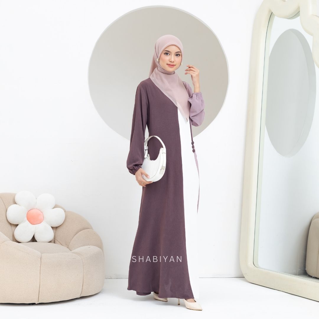 Shabiyan 618 Gamis Kombinasi Warna | Remaja & Dewasa | Simple Elegan