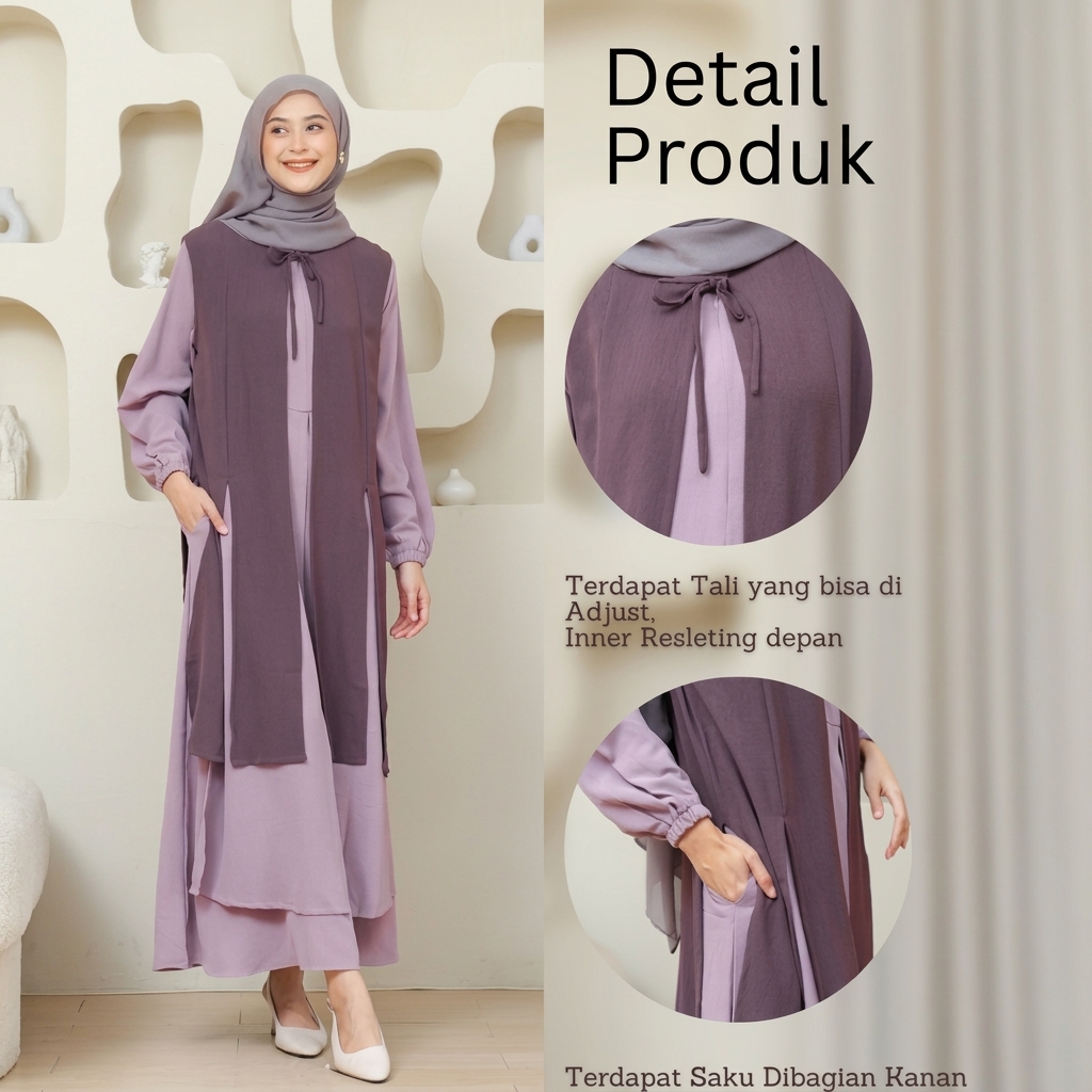 SHABIYAN 601 Dress Gamis Set 2 in 1 Long Outer