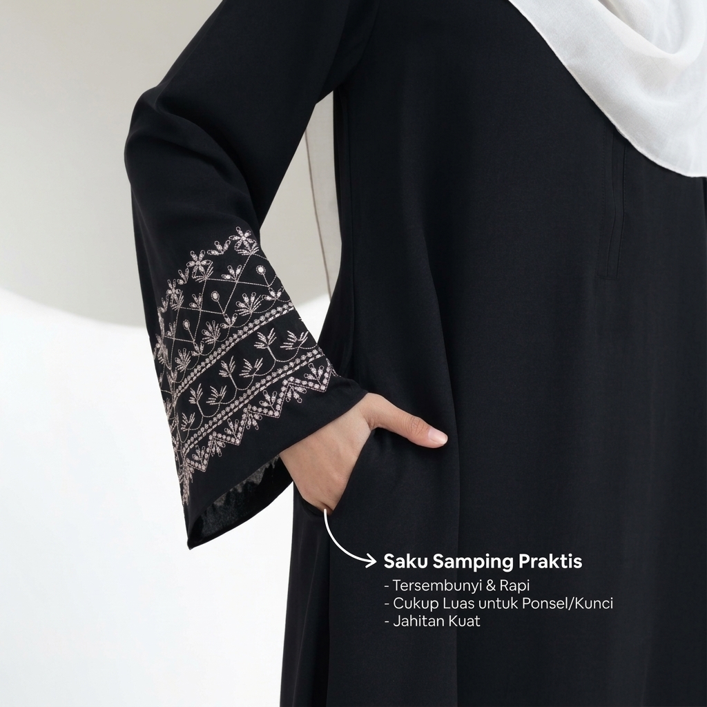 SHABIYAN 620 Abaya Hitam Bordir Turkey Busui Friendly
