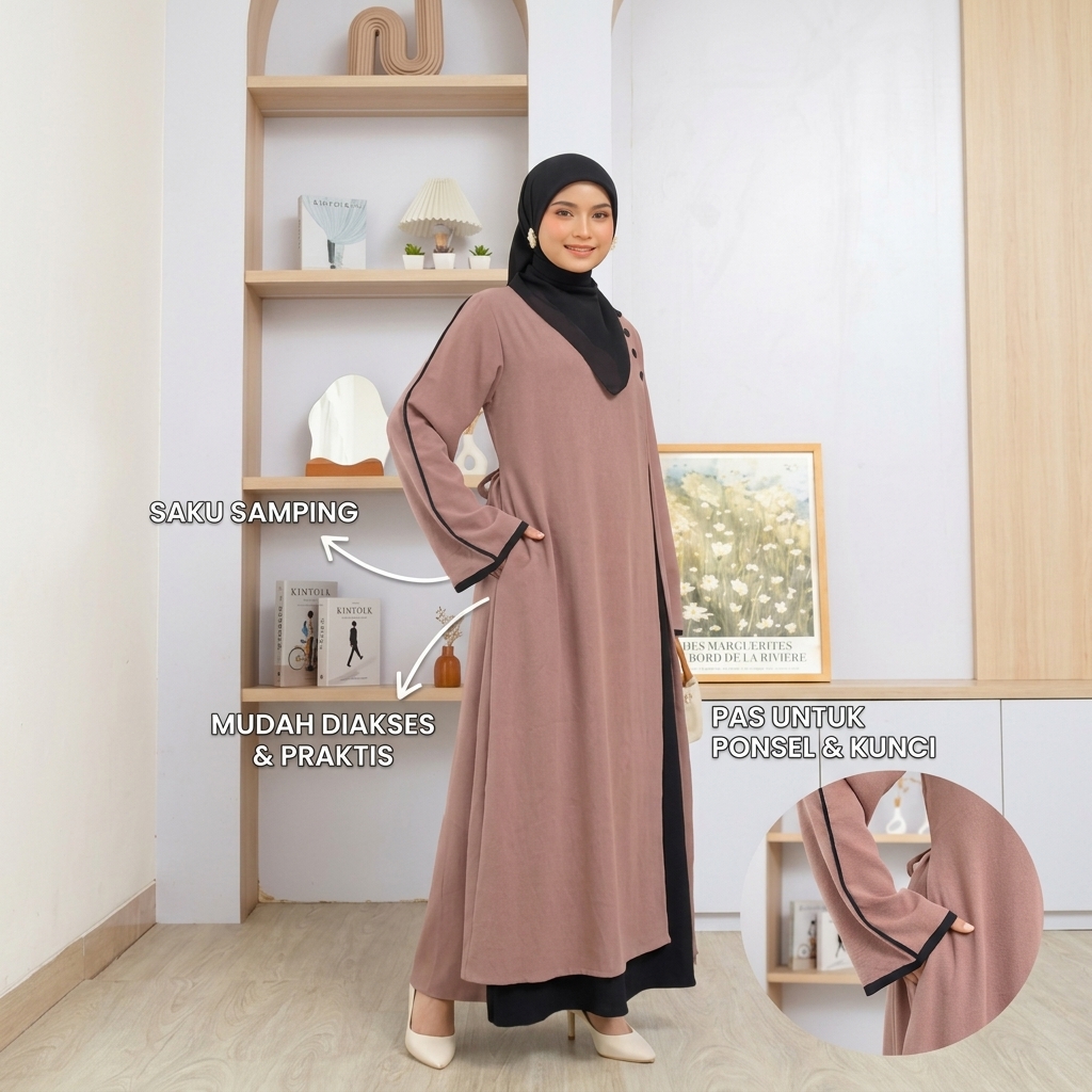 SHABIYAN Gamis Wanita Dress Muslimah Remaja Polos Kekinian | 474