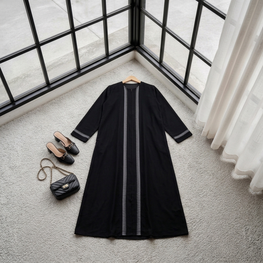 SHABIYAN 616 Gamis Abaya Hitam Elegan | Jetblack Arab Style Busui Friendly