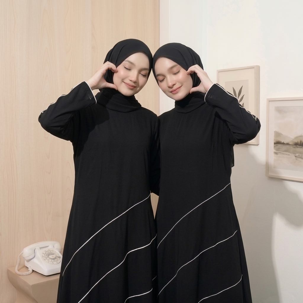 Gamis Remaja Wanita Hitam Simple Modern Muslimah | SHABIYAN-672