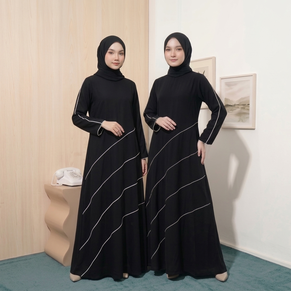Gamis Remaja Wanita Hitam Simple Modern Muslimah | SHABIYAN-672
