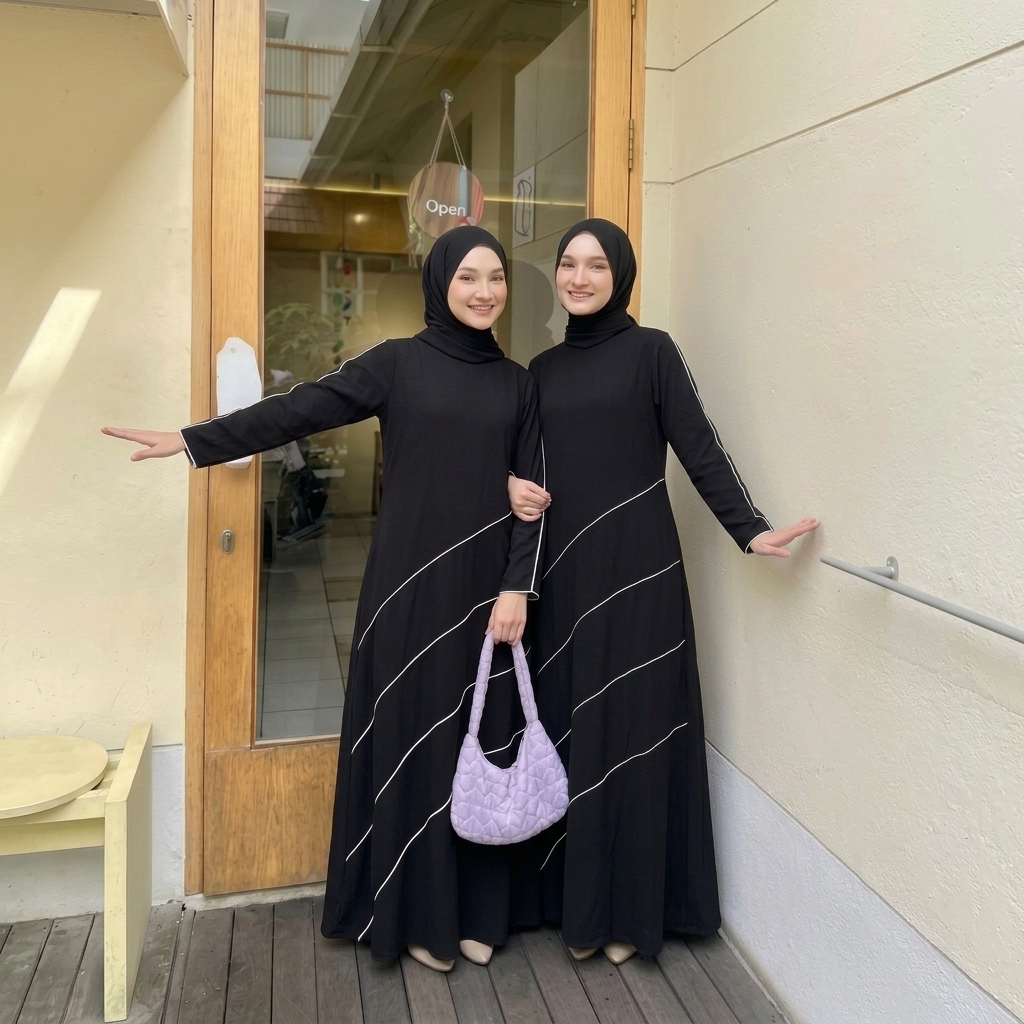 Gamis Remaja Wanita Hitam Simple Modern Muslimah | SHABIYAN-672