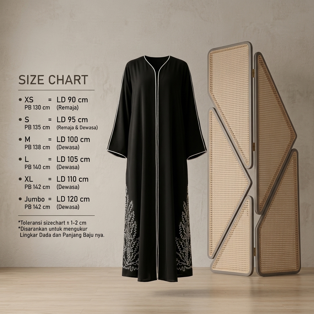 SHABIYAN 617 Abaya Bordir Jetblack Haji dan Umrah Busui