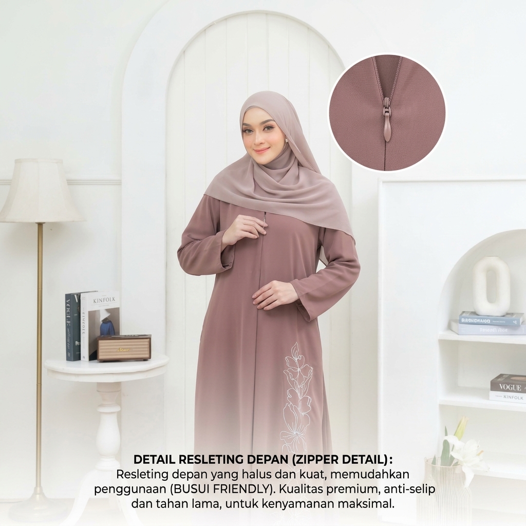 SHABIYAN-658 Gamis Wanita Bordir Simpel Anti-UV