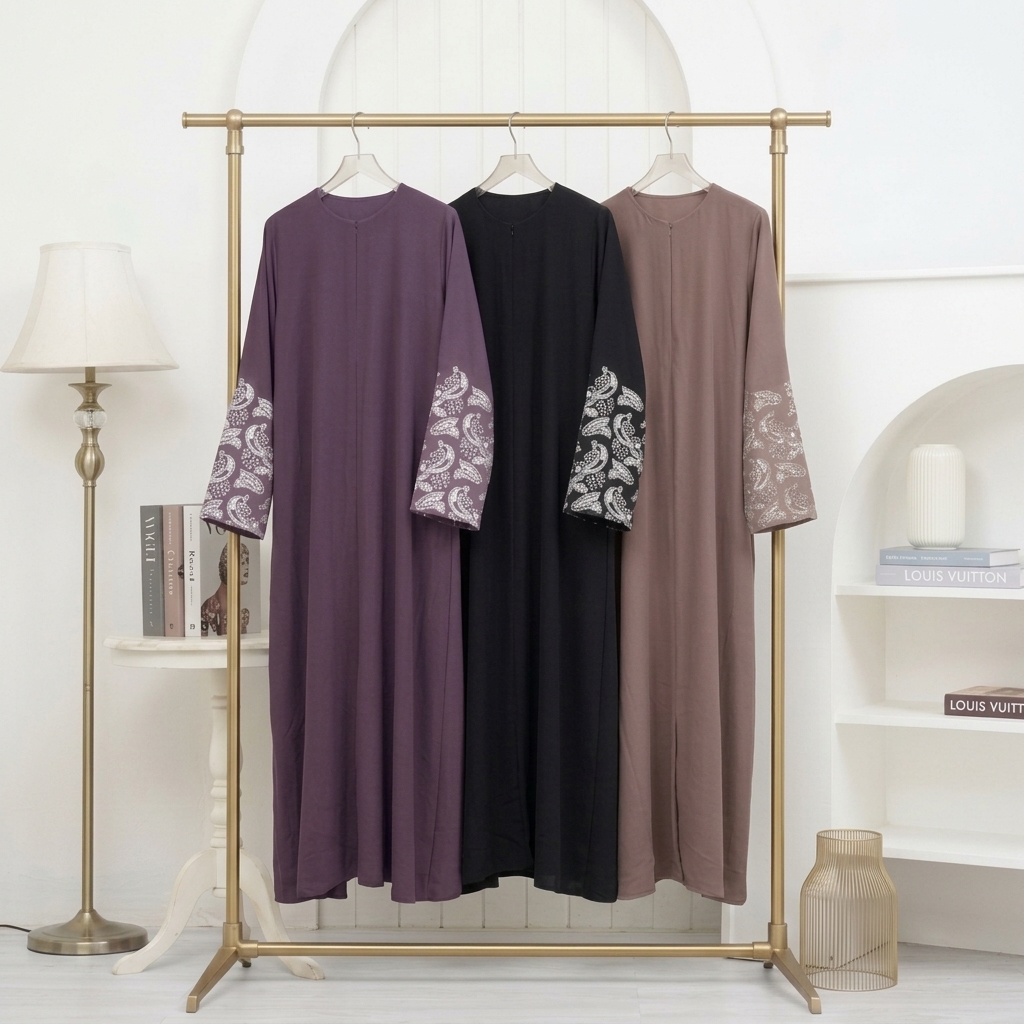 SHABIYAN-657 Gamis Wanita Bordir Lengan Simpel Elegan