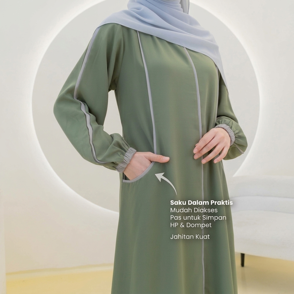 SHABIYAN-366 Gamis Remaja Polos | Dress Wanita Muslimah Wollycrepe