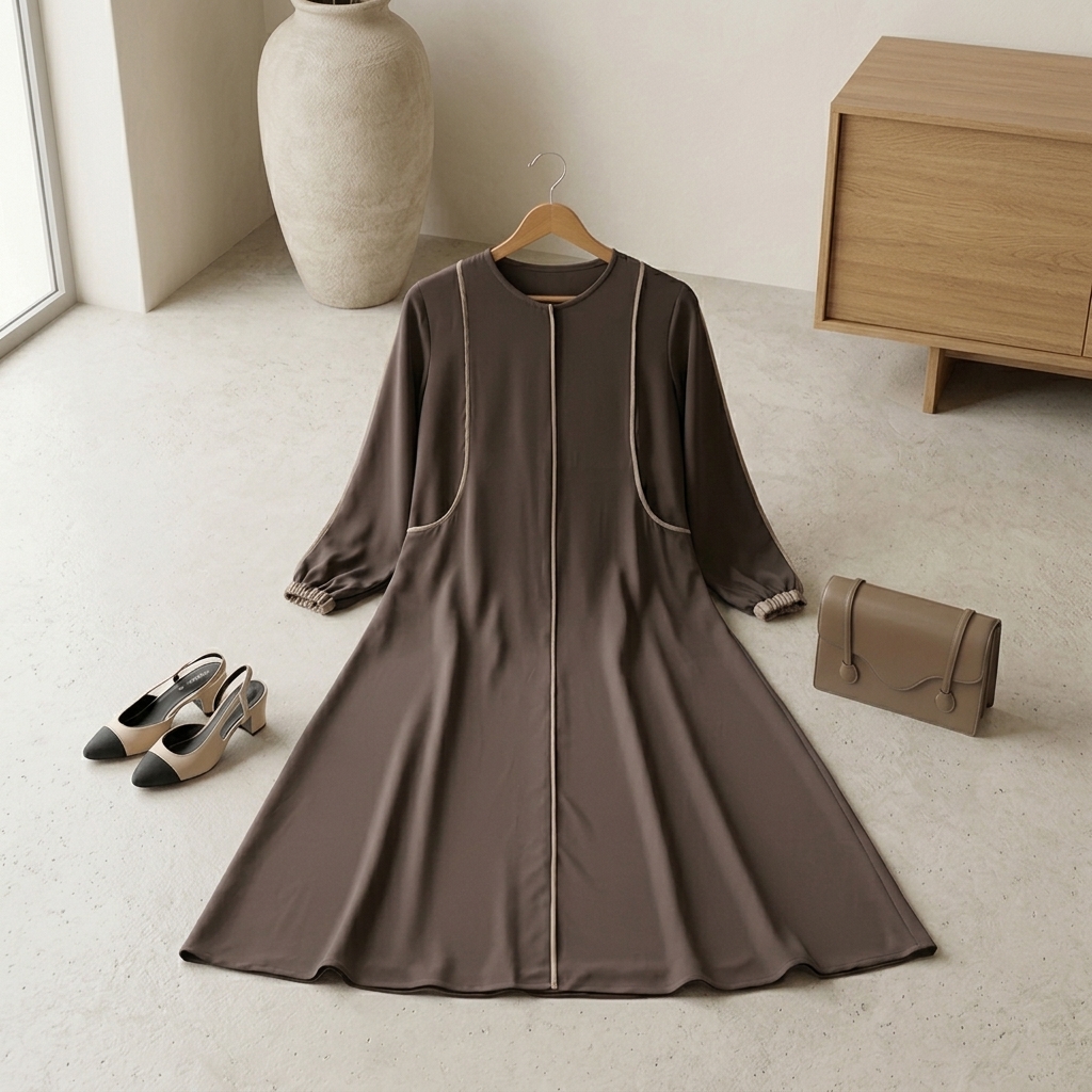 SHABIYAN-366 Gamis Remaja Polos | Dress Wanita Muslimah Wollycrepe